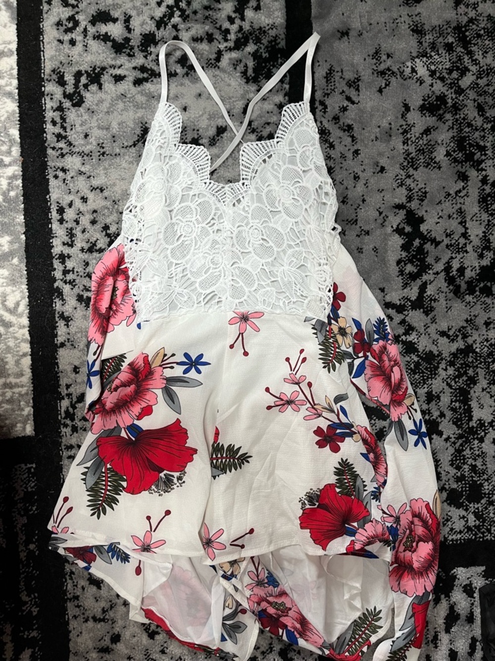 White Floral Romper S